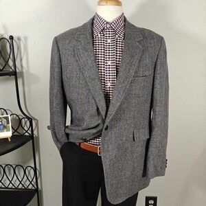 Vtg Hardwick Men's Tweed Sport Coat Blazer Two Button‎ Blue Plaid Wool about 45R